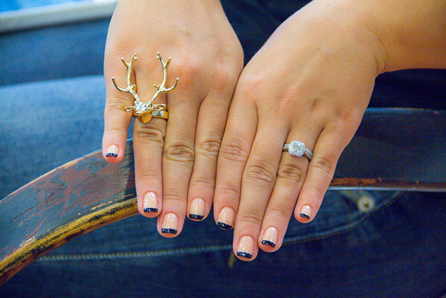 Miami Fashion Blogger Outfit Post: Bubbles & Ink, Black & Nude French Manicure, Gold Stag Ring